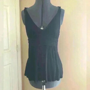 BANANA REPUBLIC BLACK RACER BACK COTTON BLEND TANK TOP WOMEN M